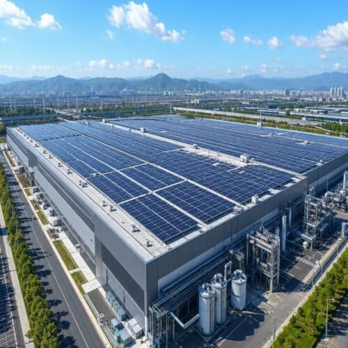 Fotovoltaická elektrárna na střeše továrních hal