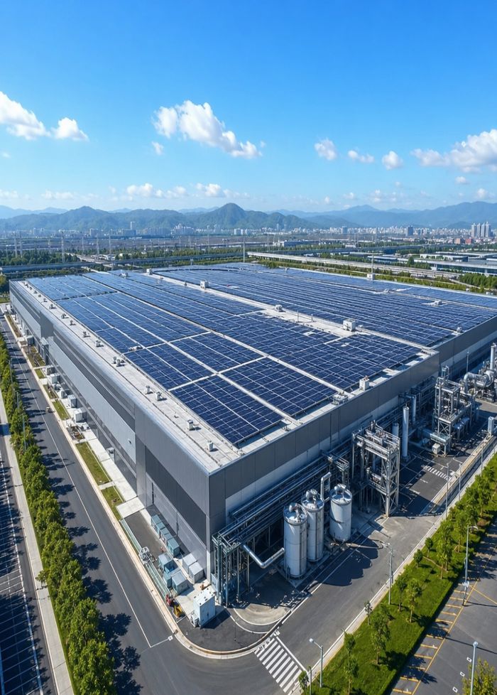 Fotovoltaická elektrárna na střeše továrních hal