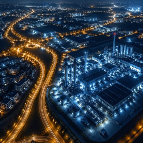 Osvětlení města, továren a ulic